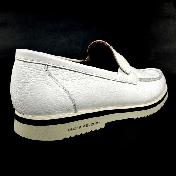 RENZO WERCURI ?? WEN\'S WHITE SOFT LEATHER SUMMER COMFORT LOAFERS